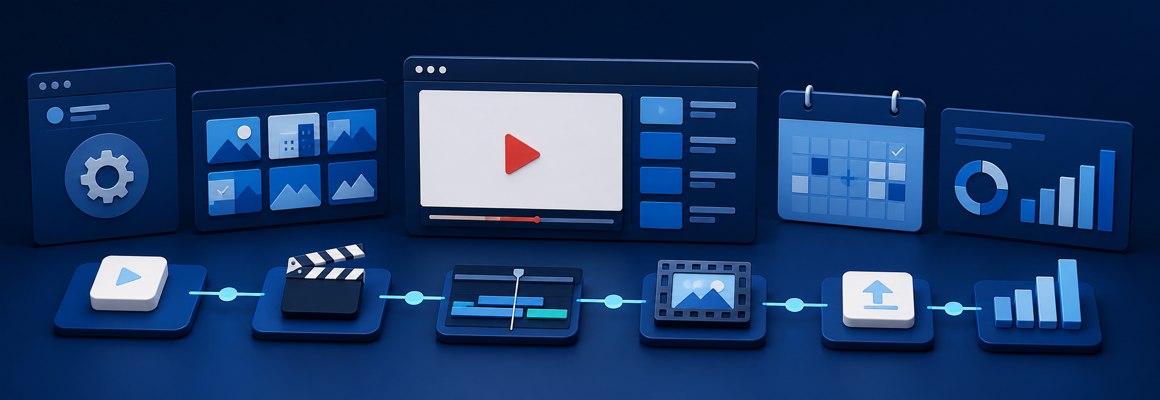 YouTubeやSNSの企画・制作・運用フローのイメージ
